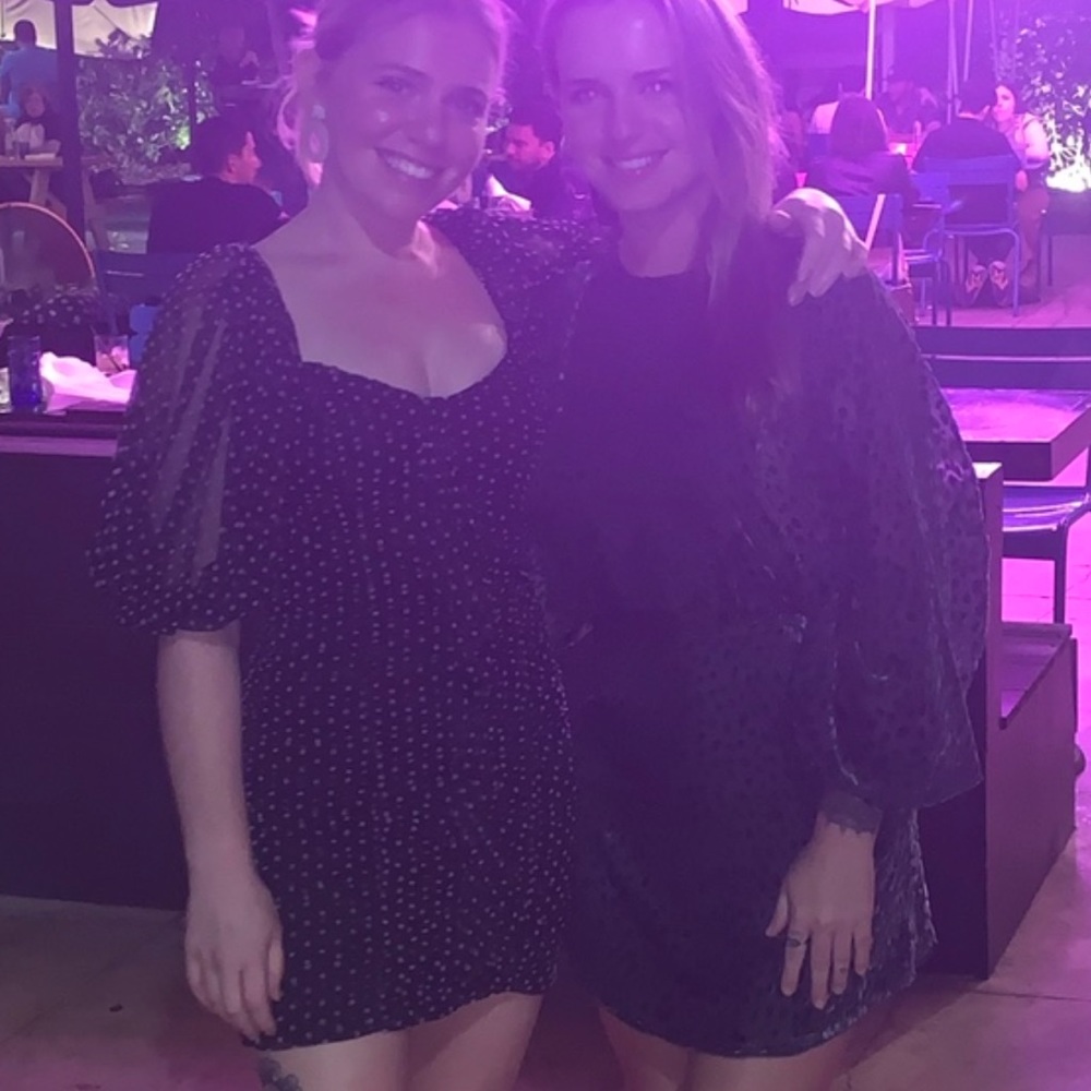 Zara mesh black and white polka dot mini dress